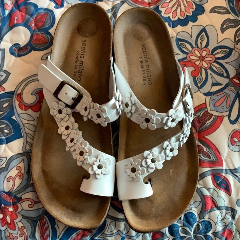 Cork White Leather Sandles